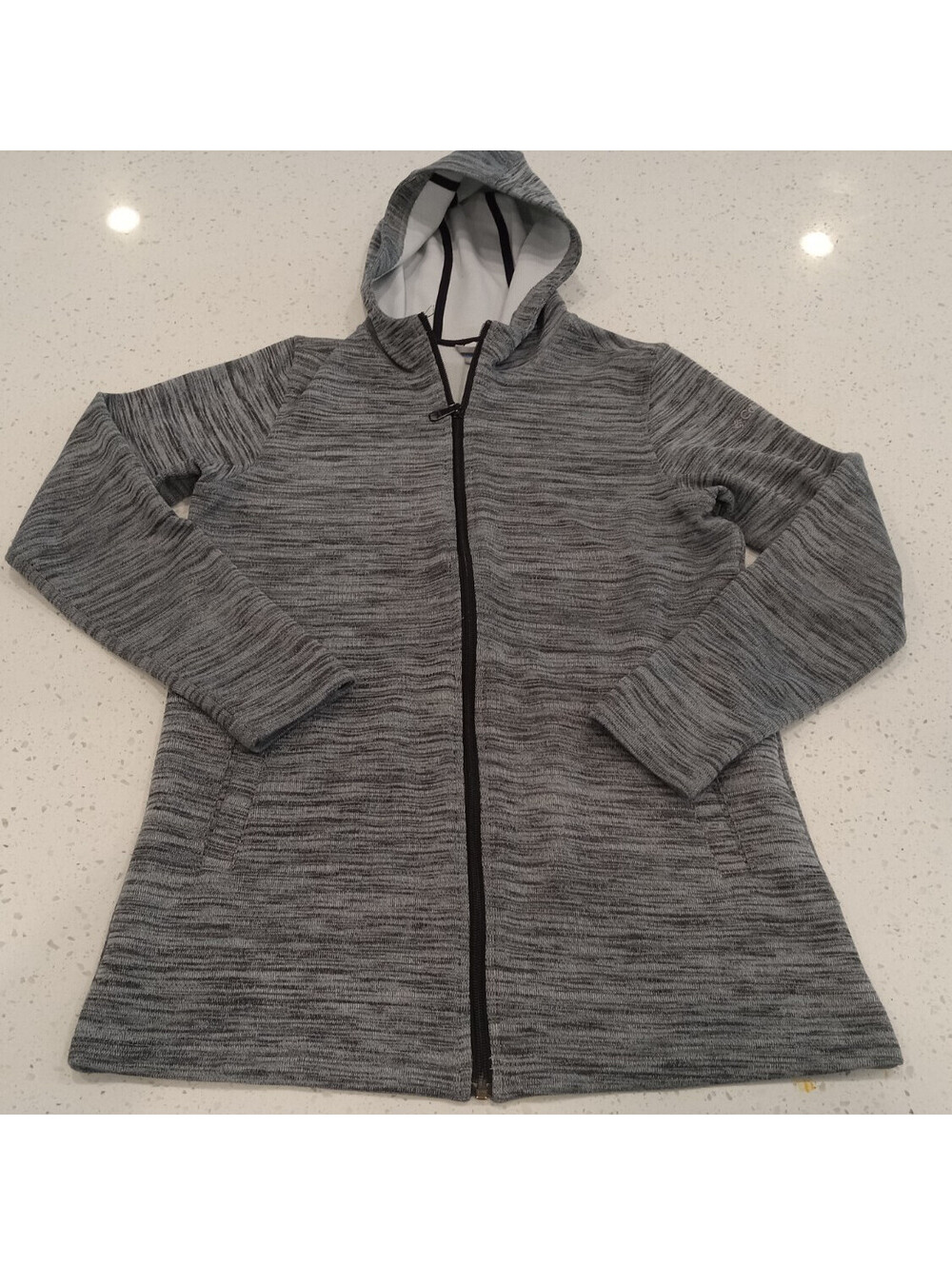 Columbia Hoodie Womens Medium Gray Heathered Textured Full Zip Black Zipper M